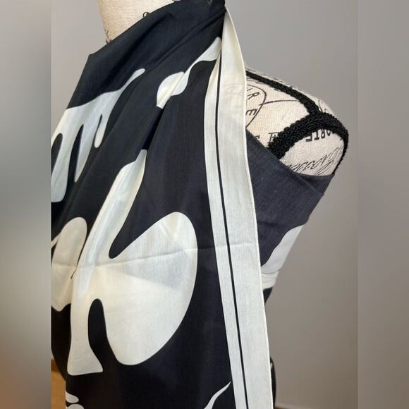 FRAME Womens Printed Sarong Silk Blend Fadednoirmulti Scarf - Picture 4 of 11